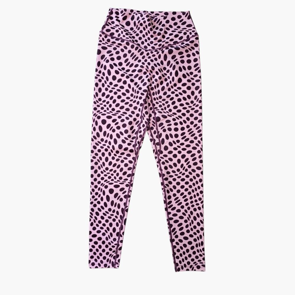 Vitality x Cosmopolitan Leggings Womens Large Pink Purple Optical Illusion Dot